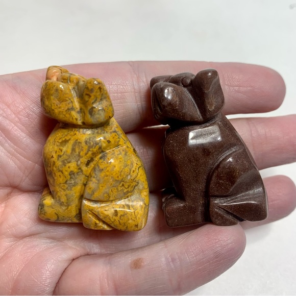Four Figurines Natural Stone gemstone decor. Two cats and two dogs. - Picture 6 of 11